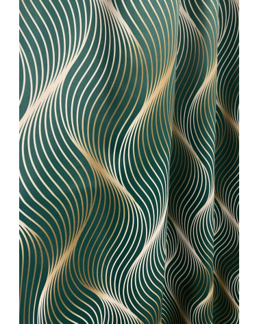 Tkanina zasłonowa złoto-zielona 150cm