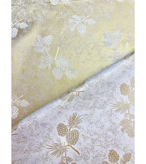 Tkanina świąteczna złota dwustronna szerokość 180cm