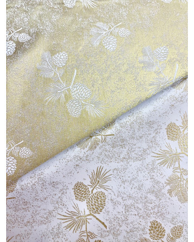 Tkanina świąteczna złota dwustronna szerokość 180cm