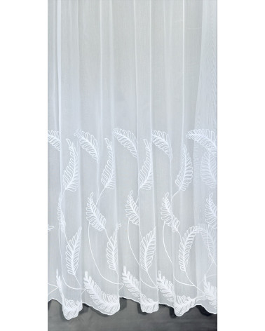 Firana z haftowanym dołem w liście wysokość 290cm