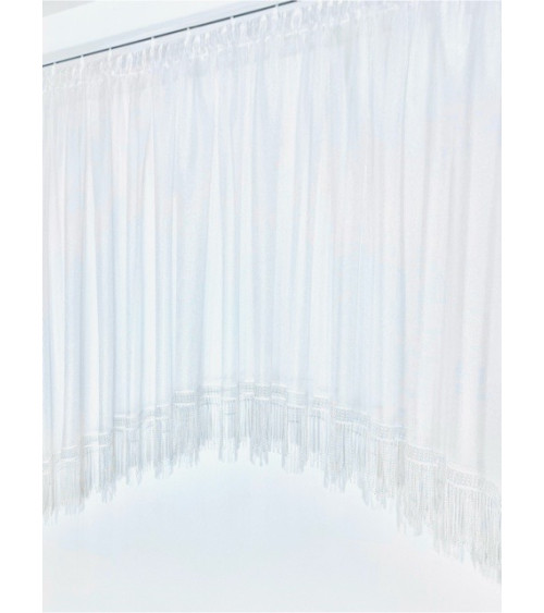 Firana z gipiurowymi frędzlami w łuku 145x550cm