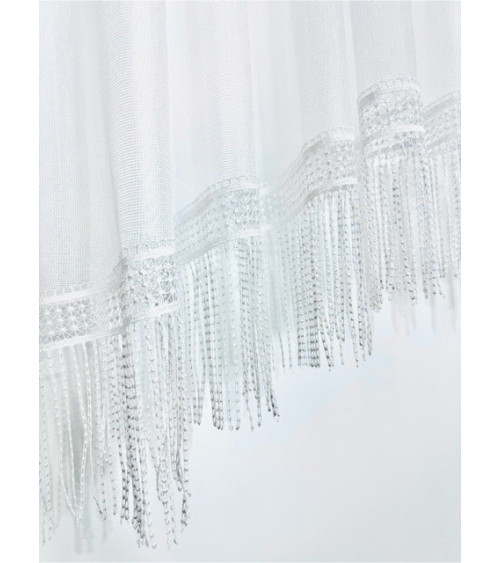 Firana z gipiurowymi frędzlami w łuku 145x550cm