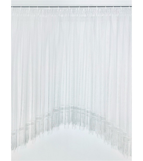 Firana z gipiurowymi frędzlami w łuku 145x550cm