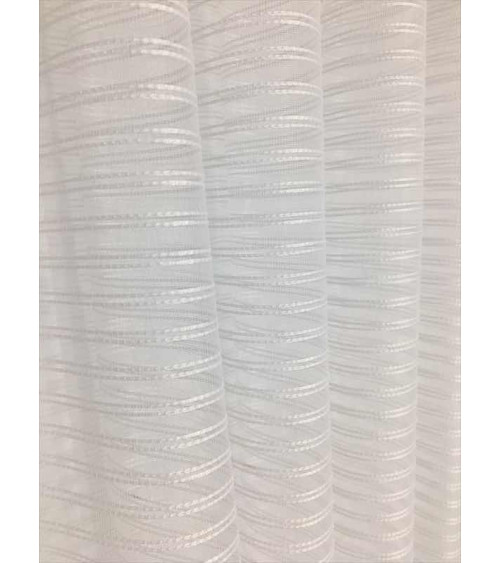 Firana szaro-biała z ozdobnym drążkiem wys.130cm, szer.300cm