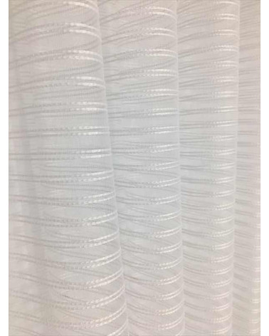 Firana szaro-biała z ozdobnym drążkiem wys.130cm, szer.300cm