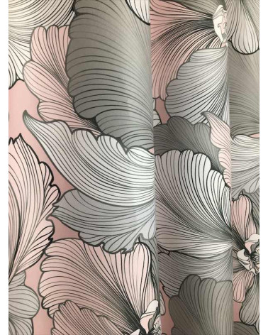 Tkanina zasłonowa szaro-różowa szer. 150cm