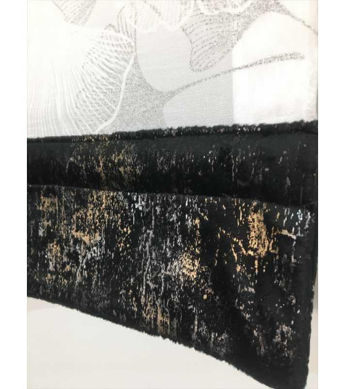 Firana panelowa w biało-szare dmuchawce z ozdobnym welurowym dołem szer. 80cm, wys. 110 i 130cm