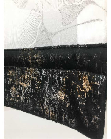 Firana panelowa w biało-szare dmuchawce z ozdobnym welurowym dołem szer. 80cm, wys. 110 i 130cm