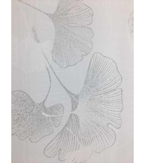 Firana panelowa w biało-szare dmuchawce z ozdobnym welurowym dołem szer. 80cm, wys. 110 i 130cm